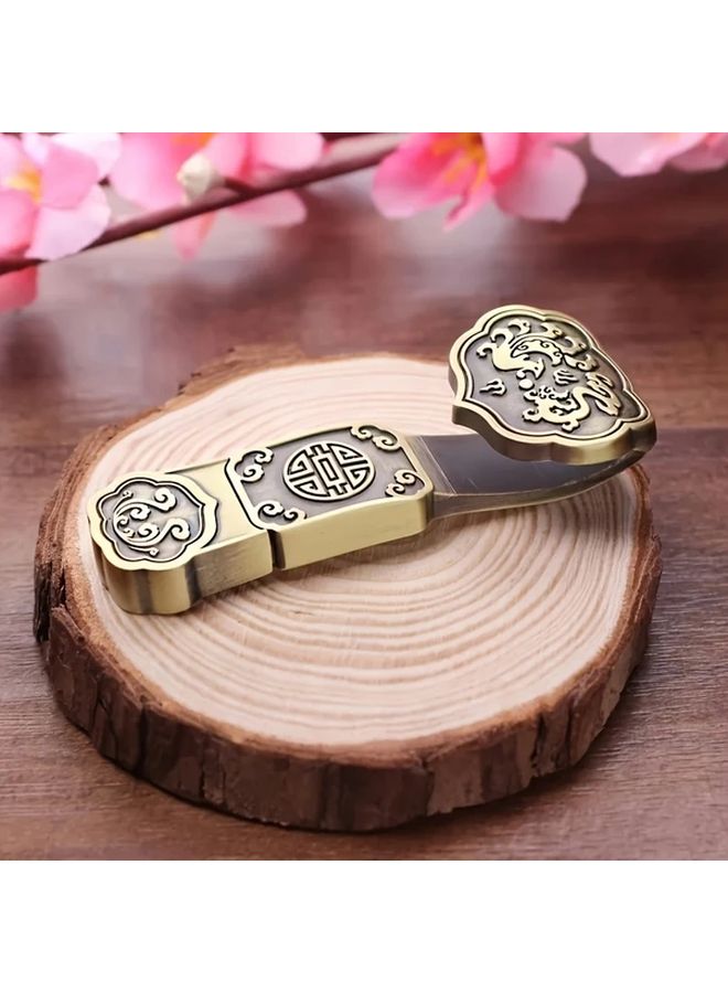 Lanstern Auspicious Bronze Retro Coin Shaped USB 3 1 Flash Drive 128GB Metal Music Storage - Image 4